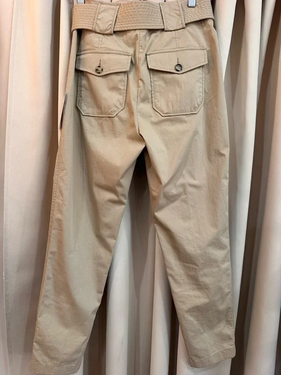 Veronica Beard Tan Utility Cotton Pants with Waist Tie size 4 - Picture 3 of 5